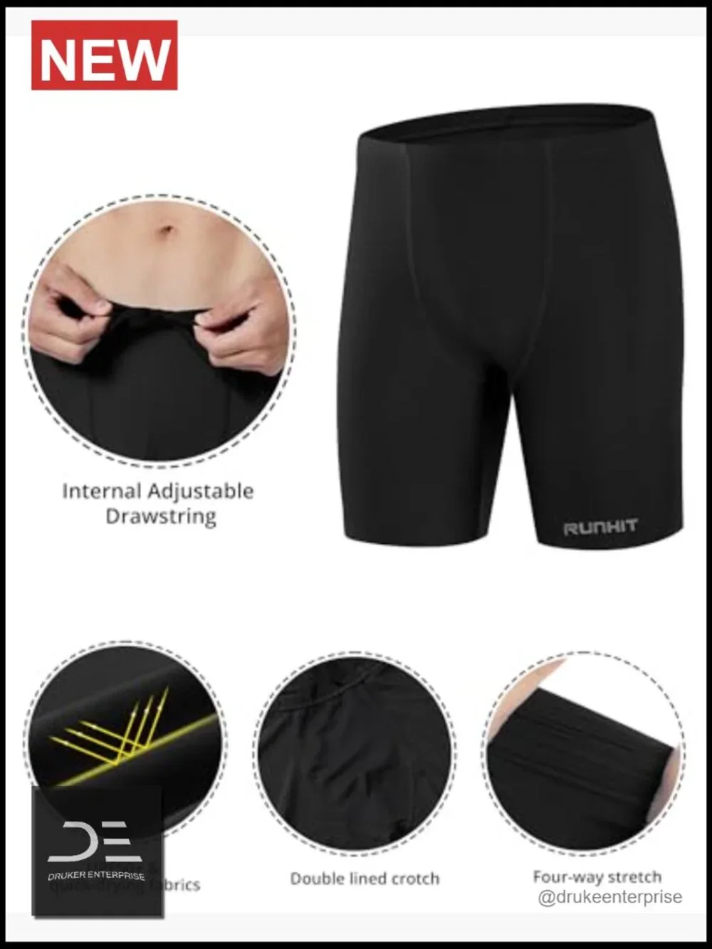 Men's Square Leg Swim Jammers Quick Dry UPF 50+ Compression Athletic Brief